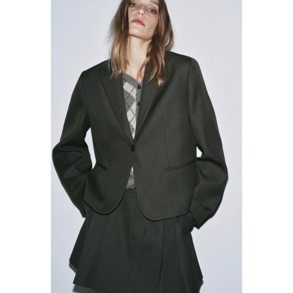 ZW STRAIGHT CUT BLAZER COLLECTION Dark Gray Blazer Jacket Size Large